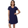 image:imageWiWi Viscose from Bamboo Nightgowns for Women Short Sleeve Pajama Dress Vneck Summer Night Shirts SXXLBnavy