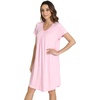 image:imageWiWi Viscose from Bamboo Nightgowns for Women Short Sleeve Pajama Dress Vneck Summer Night Shirts SXXLBpink