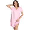 image:imageWiWi Viscose from Bamboo Nightgowns for Women Short Sleeve Pajama Dress Vneck Summer Night Shirts SXXLBpink