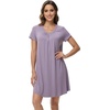image:imageWiWi Viscose from Bamboo Nightgowns for Women Short Sleeve Pajama Dress Vneck Summer Night Shirts SXXLBviolet