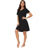 image:imageWiWi Viscose from Bamboo Nightgowns for Women Short Sleeve Pajama Dress Vneck Summer Night Shirts SXXLCblack