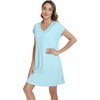 image:imageWiWi Viscose from Bamboo Nightgowns for Women Short Sleeve Pajama Dress Vneck Summer Night Shirts SXXLDaqua