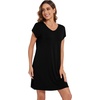 image:imageWiWi Viscose from Bamboo Nightgowns for Women Short Sleeve Pajama Dress Vneck Summer Night Shirts SXXLDblack