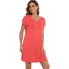 image:imageWiWi Viscose from Bamboo Nightgowns for Women Short Sleeve Pajama Dress Vneck Summer Night Shirts SXXLDcoral