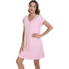 image:imageWiWi Viscose from Bamboo Nightgowns for Women Short Sleeve Pajama Dress Vneck Summer Night Shirts SXXLDpink