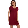 image:imageWiWi Viscose from Bamboo Nightgowns for Women Short Sleeve Pajama Dress Vneck Summer Night Shirts SXXLDwine