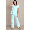 image:imageWiWi Viscose from Bamboo Pajama Sets for Women Super Soft Pjs Short Sleeve with Pants Cooling Sleepwear Loungewear SXXLAaqua