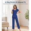 image:imageWiWi Viscose from Bamboo Pajama Sets for Women Super Soft Pjs Short Sleeve with Pants Cooling Sleepwear Loungewear SXXLAblue Depth