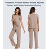 image:imageWiWi Viscose from Bamboo Pajama Sets for Women Super Soft Pjs Short Sleeve with Pants Cooling Sleepwear Loungewear SXXLAcamel