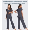 image:imageWiWi Viscose from Bamboo Pajama Sets for Women Super Soft Pjs Short Sleeve with Pants Cooling Sleepwear Loungewear SXXLAcharcoal