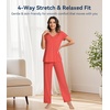 image:imageWiWi Viscose from Bamboo Pajama Sets for Women Super Soft Pjs Short Sleeve with Pants Cooling Sleepwear Loungewear SXXLAcoral