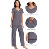 image:imageWiWi Viscose from Bamboo Pajama Sets for Women Super Soft Pjs Short Sleeve with Pants Cooling Sleepwear Loungewear SXXLAdark Grey
