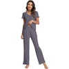 image:imageWiWi Viscose from Bamboo Pajama Sets for Women Super Soft Pjs Short Sleeve with Pants Cooling Sleepwear Loungewear SXXLAdark Grey