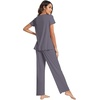 image:imageWiWi Viscose from Bamboo Pajama Sets for Women Super Soft Pjs Short Sleeve with Pants Cooling Sleepwear Loungewear SXXLAdark Grey