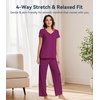 image:imageWiWi Viscose from Bamboo Pajama Sets for Women Super Soft Pjs Short Sleeve with Pants Cooling Sleepwear Loungewear SXXLAdark Reddish Purple