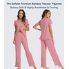image:imageWiWi Viscose from Bamboo Pajama Sets for Women Super Soft Pjs Short Sleeve with Pants Cooling Sleepwear Loungewear SXXLAdusty Rose