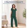 image:imageWiWi Viscose from Bamboo Pajama Sets for Women Super Soft Pjs Short Sleeve with Pants Cooling Sleepwear Loungewear SXXLAfence Green