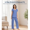 image:imageWiWi Viscose from Bamboo Pajama Sets for Women Super Soft Pjs Short Sleeve with Pants Cooling Sleepwear Loungewear SXXLAfog Blue
