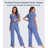 image:imageWiWi Viscose from Bamboo Pajama Sets for Women Super Soft Pjs Short Sleeve with Pants Cooling Sleepwear Loungewear SXXLAfog Blue