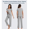 image:imageWiWi Viscose from Bamboo Pajama Sets for Women Super Soft Pjs Short Sleeve with Pants Cooling Sleepwear Loungewear SXXLAheather Grey