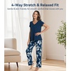 image:imageWiWi Viscose from Bamboo Pajama Sets for Women Super Soft Pjs Short Sleeve with Pants Cooling Sleepwear Loungewear SXXLAink Blue Floral