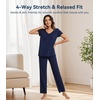 image:imageWiWi Viscose from Bamboo Pajama Sets for Women Super Soft Pjs Short Sleeve with Pants Cooling Sleepwear Loungewear SXXLAnavy