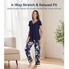 image:imageWiWi Viscose from Bamboo Pajama Sets for Women Super Soft Pjs Short Sleeve with Pants Cooling Sleepwear Loungewear SXXLAnavy Floral