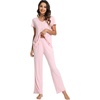 image:imageWiWi Viscose from Bamboo Pajama Sets for Women Super Soft Pjs Short Sleeve with Pants Cooling Sleepwear Loungewear SXXLApink