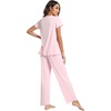 image:imageWiWi Viscose from Bamboo Pajama Sets for Women Super Soft Pjs Short Sleeve with Pants Cooling Sleepwear Loungewear SXXLApink