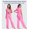image:imageWiWi Viscose from Bamboo Pajama Sets for Women Super Soft Pjs Short Sleeve with Pants Cooling Sleepwear Loungewear SXXLAraspberry Pink