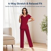 image:imageWiWi Viscose from Bamboo Pajama Sets for Women Super Soft Pjs Short Sleeve with Pants Cooling Sleepwear Loungewear SXXLAwine Red