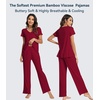 image:imageWiWi Viscose from Bamboo Pajama Sets for Women Super Soft Pjs Short Sleeve with Pants Cooling Sleepwear Loungewear SXXLAwine Red