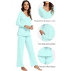 image:imageWiWi Viscose from Bamboo Pajama Sets for Women Super Soft Pjs Short Sleeve with Pants Cooling Sleepwear Loungewear SXXLBaqua