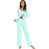 image:imageWiWi Viscose from Bamboo Pajama Sets for Women Super Soft Pjs Short Sleeve with Pants Cooling Sleepwear Loungewear SXXLBaqua
