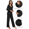 image:imageWiWi Viscose from Bamboo Pajama Sets for Women Super Soft Pjs Short Sleeve with Pants Cooling Sleepwear Loungewear SXXLBblack