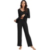 image:imageWiWi Viscose from Bamboo Pajama Sets for Women Super Soft Pjs Short Sleeve with Pants Cooling Sleepwear Loungewear SXXLBblack