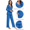 image:imageWiWi Viscose from Bamboo Pajama Sets for Women Super Soft Pjs Short Sleeve with Pants Cooling Sleepwear Loungewear SXXLBbright Blue