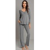 image:imageWiWi Viscose from Bamboo Pajama Sets for Women Super Soft Pjs Short Sleeve with Pants Cooling Sleepwear Loungewear SXXLBdark Heather Grey