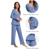 image:imageWiWi Viscose from Bamboo Pajama Sets for Women Super Soft Pjs Short Sleeve with Pants Cooling Sleepwear Loungewear SXXLBfog Blue