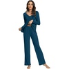 image:imageWiWi Viscose from Bamboo Pajama Sets for Women Super Soft Pjs Short Sleeve with Pants Cooling Sleepwear Loungewear SXXLBink Blue