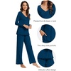 image:imageWiWi Viscose from Bamboo Pajama Sets for Women Super Soft Pjs Short Sleeve with Pants Cooling Sleepwear Loungewear SXXLBink Blue