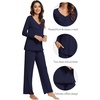 image:imageWiWi Viscose from Bamboo Pajama Sets for Women Super Soft Pjs Short Sleeve with Pants Cooling Sleepwear Loungewear SXXLBnavy