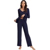 image:imageWiWi Viscose from Bamboo Pajama Sets for Women Super Soft Pjs Short Sleeve with Pants Cooling Sleepwear Loungewear SXXLBnavy