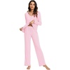image:imageWiWi Viscose from Bamboo Pajama Sets for Women Super Soft Pjs Short Sleeve with Pants Cooling Sleepwear Loungewear SXXLBpink