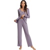 image:imageWiWi Viscose from Bamboo Pajama Sets for Women Super Soft Pjs Short Sleeve with Pants Cooling Sleepwear Loungewear SXXLBviolet