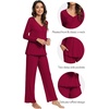 image:imageWiWi Viscose from Bamboo Pajama Sets for Women Super Soft Pjs Short Sleeve with Pants Cooling Sleepwear Loungewear SXXLBwine