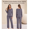 image:imageWiWi Viscose from Bamboo Pajama Sets for Women Super Soft Pjs Short Sleeve with Pants Cooling Sleepwear Loungewear SXXLCdark Grey