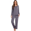 image:imageWiWi Viscose from Bamboo Pajama Sets for Women Super Soft Pjs Short Sleeve with Pants Cooling Sleepwear Loungewear SXXLCdark Grey