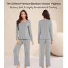 image:imageWiWi Viscose from Bamboo Pajama Sets for Women Super Soft Pjs Short Sleeve with Pants Cooling Sleepwear Loungewear SXXLCheather Grey