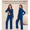 image:imageWiWi Viscose from Bamboo Pajama Sets for Women Super Soft Pjs Short Sleeve with Pants Cooling Sleepwear Loungewear SXXLCink Blue